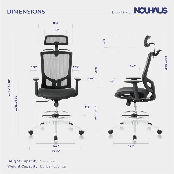 Nouhaus ErgoDraft Ergonomic Drafting Office Chair