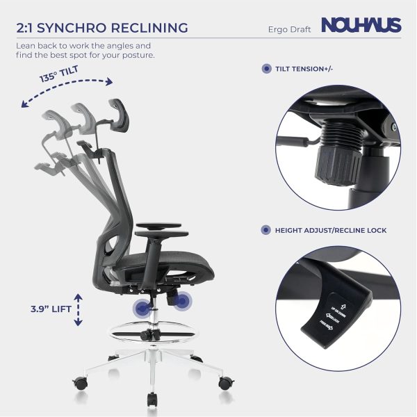 Nouhaus ErgoDraft Ergonomic Drafting Office Chair