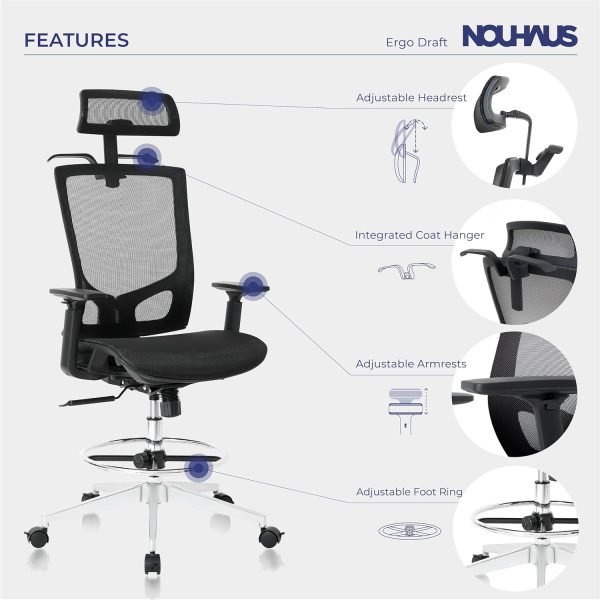 Nouhaus ErgoDraft Ergonomic Drafting Office Chair