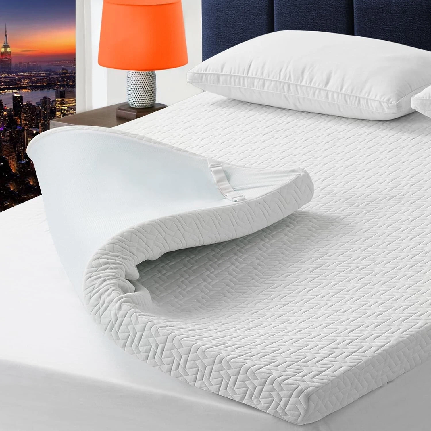 BEDLUXURY 3 Inch Gel Memory Foam Cooling King Size Mattress Topper